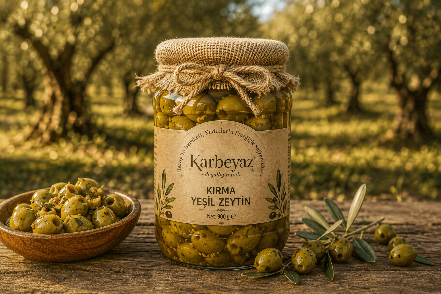 Kavanozda kırma yeşil zeytin