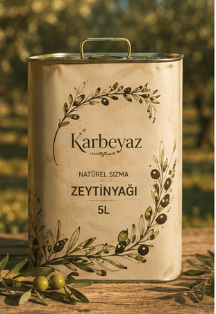 Beş litrelik ambalajda natürel sızma zeytinyağı